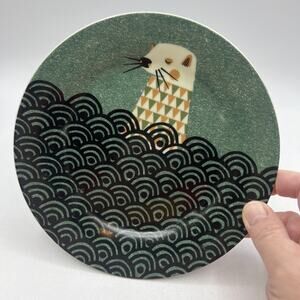 Magpie Tom Frost Dusk Wildlife Salad Dessert Plate Prairie Dog 7.5" Teal Black